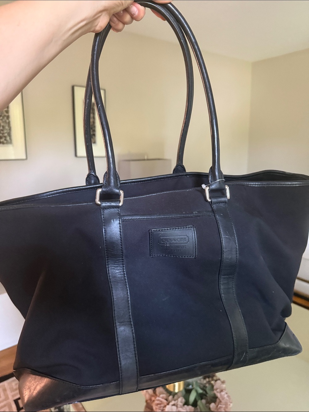 Coach Black Canvas & Leather Duffel Tote